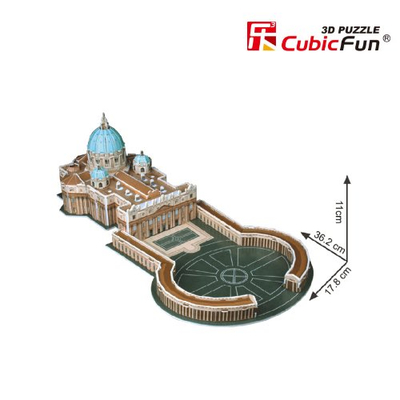 Puzzle 3D CubicFun C718H Bazilika e Shën Pjetrit, 56 pjesë, 36 cm, me ngjyra