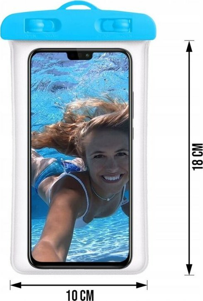 Etui ujirezistente për telefon Spontex 900000012, deri 30 m thellësi, me shirit qafe, transparente me blu