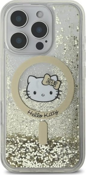 Mbrojtëse telefoni Hello Kitty për iPhone 16 Pro, 6.3", MagSafe, transparente me shkëlqim