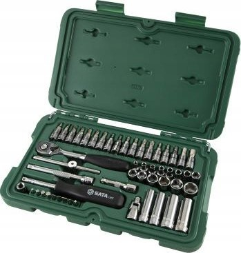 Set çelësash me racë SATA, 1/4", 52 copë, jeshil