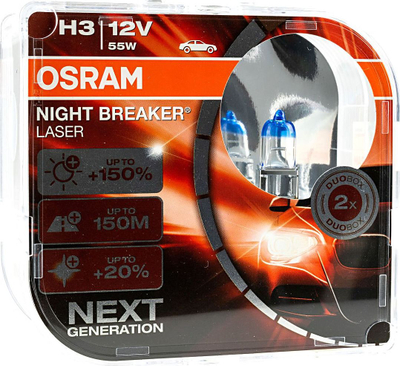 Llambë feneri OSRAM NIGHT BREAKER LASER H3 64151NL HCB, 12V 55W, 3950K, e bardhë