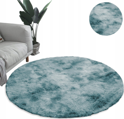 Tapet rrumbullak Strado Ombre, Shaggy, 90x90 cm, blu e errët