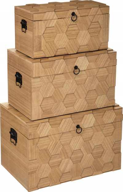 Set arka druri dekorative Atmosphera Arty Wooden Trunk X3, 3 copë, ngjyrë druri natyrale