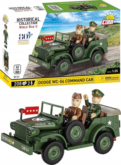 Set ndërtimi Cobi Dodge WC 56 Command Car, shkallë 1:35, edicion 80‑vjetori Normandi, shumëngjyrësh