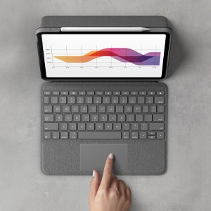 Mbështetëse tastiere Logitech Folio Touch për iPad Air (gjenerata 4 & 5), ngjyrë gri