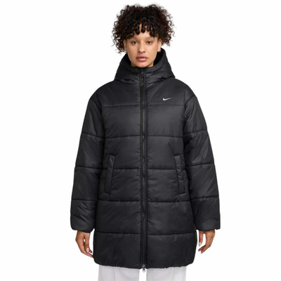 Зимска јакна со капуљача Nike Classic Therma FIT, за жени, црна