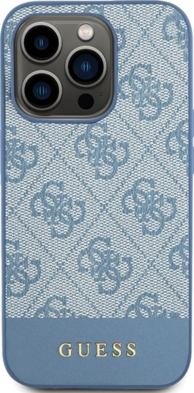 Çakmak telefoni Guess 4G Bottom Stripe, për iPhone 15 Pro Max, e përshtatshme me karikim wireless, blu