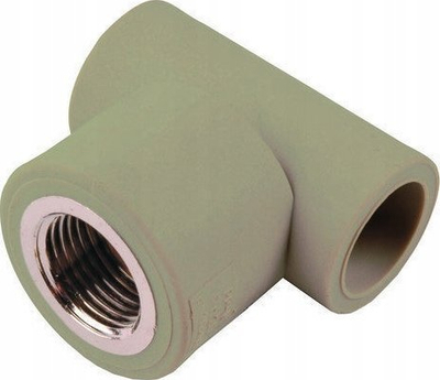 Tee PPR femër 20mm x 1/2", plastike, gri