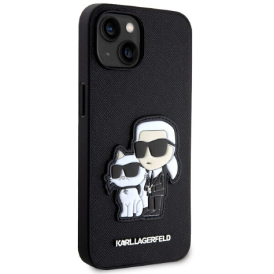 Kllëf telefoni Karl Lagerfeld NFT Saffiano për iPhone 14, lëkurë PU, i zi
