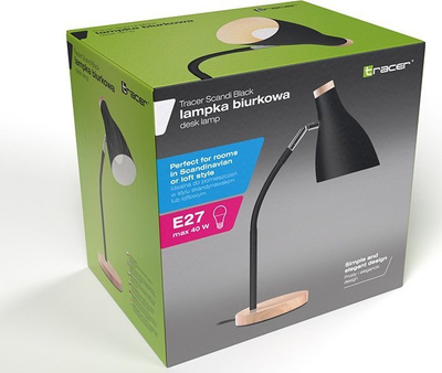 Llambë tavoline Tracer Scandi TRAOSW47237, E27 40W, kabëll 1.5m, e zezë