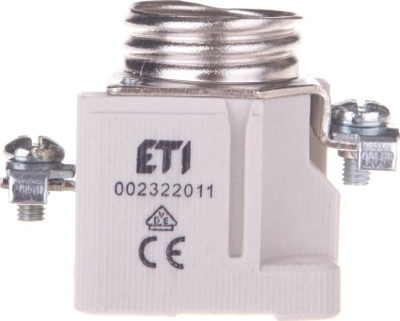 Mbajtëse sigurice për shinë Eti Polam EZV 25 ZP, 1P, DII E27 25A 500V, e bardhë