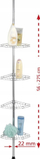 Raft dushi teleskopik Wenko Telescopic Shower Shelf, 275cm, 4 rafte, argjendtë