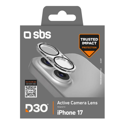 Qelq mbrojtës kamere SBS Camera Glass për iPhone 17, xham i kalitur, transparent