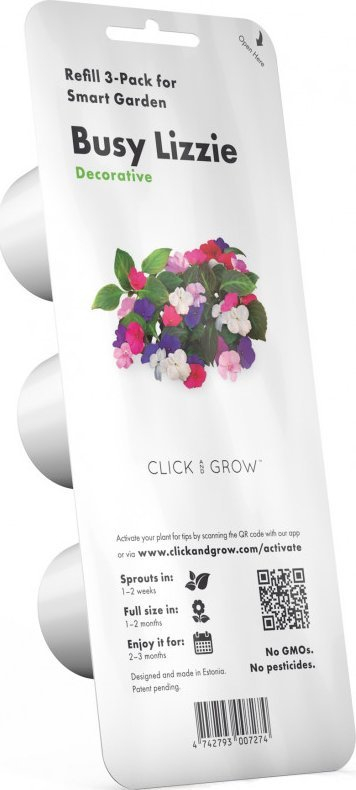 Kapsula me bimë Click &amp; Grow Busy Lizzie, set me 3 copë, për kopësht smart, shumëngjyrëshe