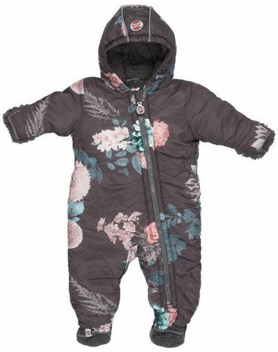 Kombine dimërore për bebe Lodger Skier BotAnimal, 18-24 muaj, me kapuç, gri me lule