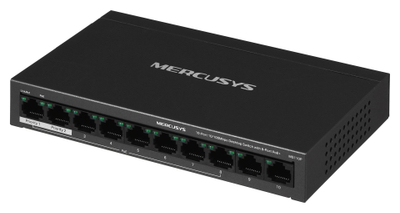 Switch rrjeti Mercusys MS110P, 10 porta 100Mbps, 8 porta PoE+, metalik