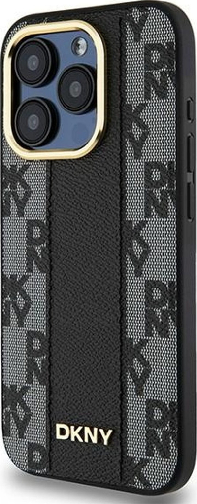 Kapak telefoni DKNY MagSafe, për iPhone 15 Pro Max, lëkurë PU me kuadrate, i zi