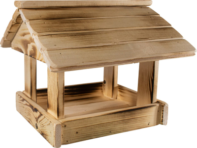 Хранилка за птици Solid Wooden, смреково дрво, 25x30x28 cm, природна