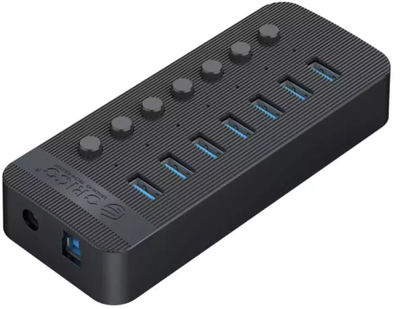 USB делител Ореко CT2U3-7AB, 7 порти, USB 3.0, со напојување, црн