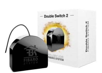 Modul ndërprerës i dyfishtë Fibaro FGS-223, Z-Wave 868.4 MHz, 2 qarqe, i bardhë