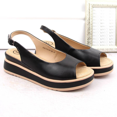 Женски сандали Filippo DS6153, кожа, платформа, црни