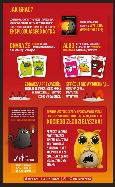 Lojë letra Rebel Exploding Kittens Cat Burglar, edicion special, me lodër pelushi mace