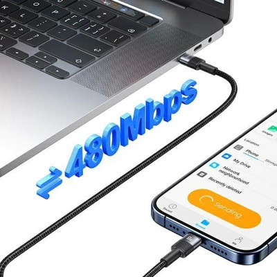 Kabllo USB C në USB C Usams SJ724, 1.2m, 60W, USB 3.0, çelik