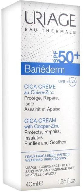 Krem rigjenerues për fytyrë Uriage Bariéderm Cica-Cream, SPF50+, 40ml, i bardhë