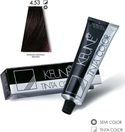 Боја за коса Keune Tinta Color 4.53, перманентна, 60 ml, средно кафеава