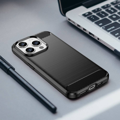 Mbulesë telefoni Nexeri Carbon Armored për Apple iPhone 15 Pro Max, TPU, e zezë