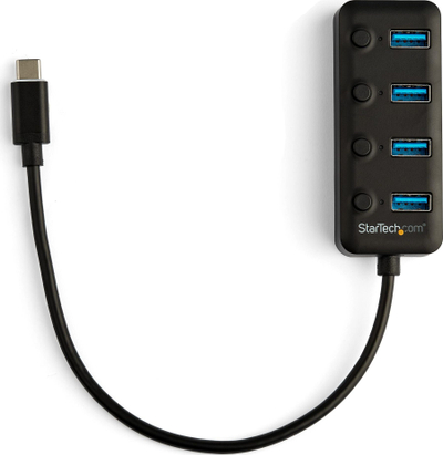 Hub USB StarTech.com HB30C4AIB, 4 porta USB 3.0, hyrje USB-C, i zi