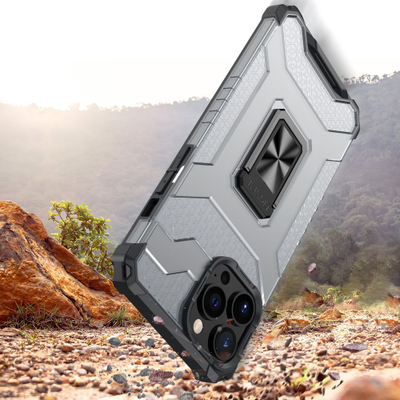 Заштитна маска за телефон Hurtel Crystal Ring Case за iPhone 12 Pro, магнетен прстен, црвена