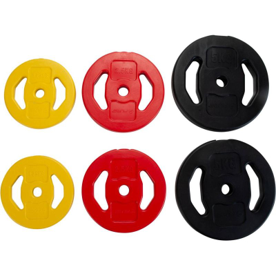 Set shtangë Pure2Improve Fitness Barbell P2I, 20 kg, me disqe çimentoje, shumëngjyrësh