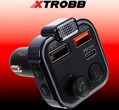Transmetues Bluetooth për makinë XtrobB QC3.0, PD 20W, i zi