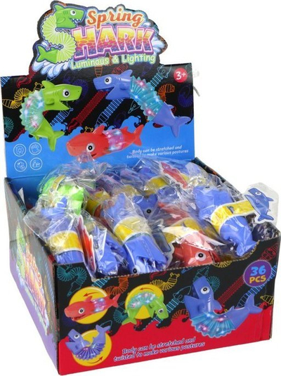 Lodër antistres LEANToys Stretch Shark, që shtrihet, me dritë, shumëngjyrëshe