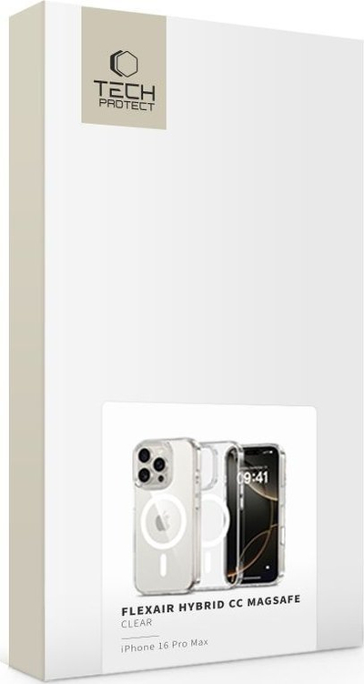 Mbulesë telefoni Tech-protect Flexair Hybrid CC MagSafe për iPhone 16 Pro Max, transparente