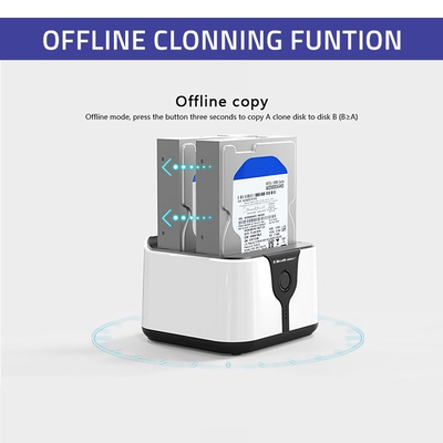Doking stacion Qoltec për HDD SSD, 2.5" 3.5", SATA III USB 3.0, i bardhë e zi