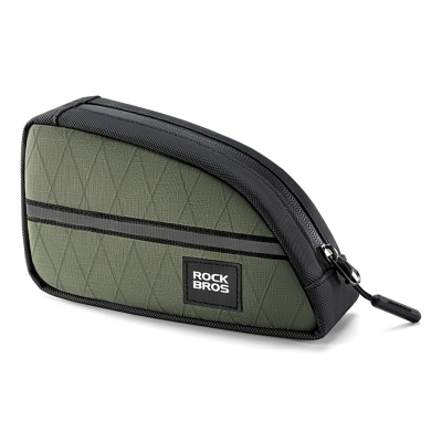 Çantë trekëndore biçiklete Rockbros, 0.8L, për kornizë, jeshile