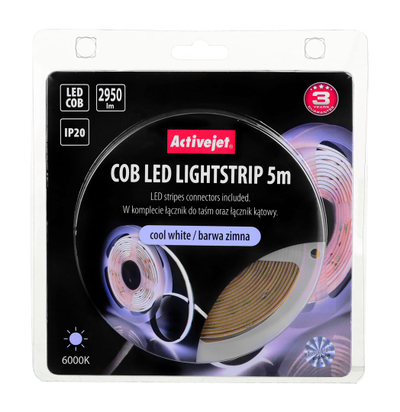 Shiriti LED Activejet AJE-COB, 5m, i bardhë