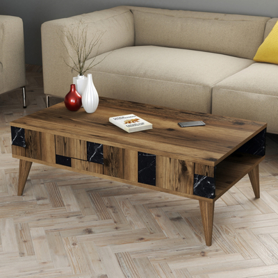 Tavolinë mesi Hommy Craft Madrid, 105x37.6x60cm, dekor arrë, detaje të zeza