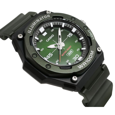 Ora dore Casio MW620H-3A, rezistencë ndaj ujit 100m, LED, jeshile