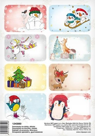 Stickerë për dhurata MFP Christmas Children 1240860, set me 16 copë, me motive festive shumëngjyrëshe