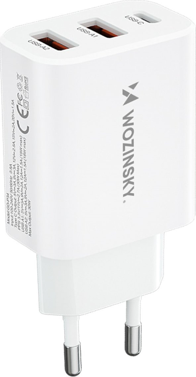 Полнач за струја Wozinsky CWCUCW, 30W, USB C 2x USB A, бел