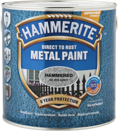 Антикорозивна боја Hammerite Metal Paint, чекан ефект, 750ml, сиво сребрена