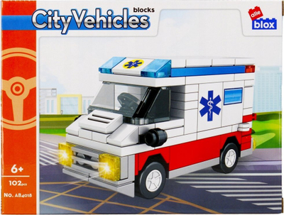 Set blloqesh ndërtimi AlleBlox City Vehicles AB4018, 102 copa, autoambulancë, shumëngjyrëshe