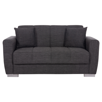 Divan-krevat dykësh HM3241.03, mekanizëm click-clack, 153x87x77cm, gri i errët