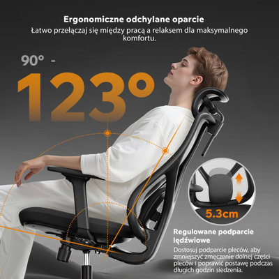 Karrige zyre SENSE7 Moyo, ergonomike, me mbështetëse rrjete, e zezë