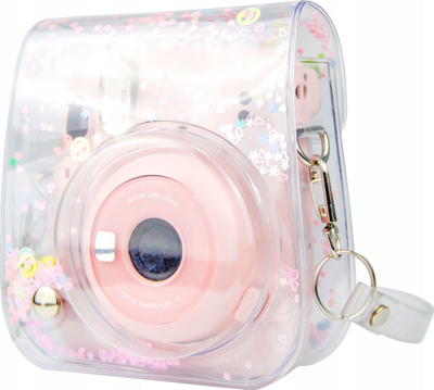 Kuti mbrojtëse LoveInstant për Fujifilm Instax Mini 11, plastike e tejdukshme, me shkëlqyesa rozë
