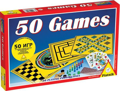 Set lojrash tavoline Piatnik 50 Games, 50 lojra, rusisht dhe estonisht, me ngjyra