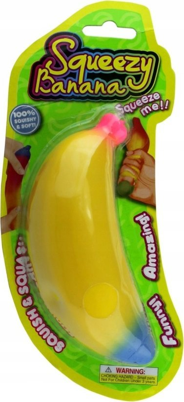 Lodër antistres Squeezy Banana, squishy 14 cm, set 24 copë, shumëngjyrëshe